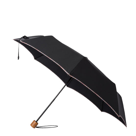 Paul Smith Telescopic Umbrella With Signature Stripe Trims Black