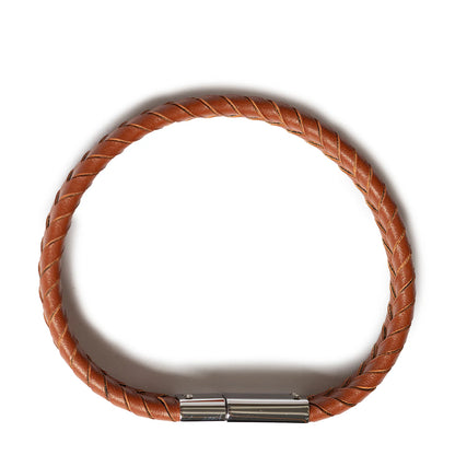 Paul Smith Two-Tone Braided Leather Bracelet Hazelnut