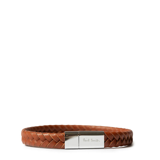 Paul Smith Two-Tone Braided Leather Bracelet Hazelnut