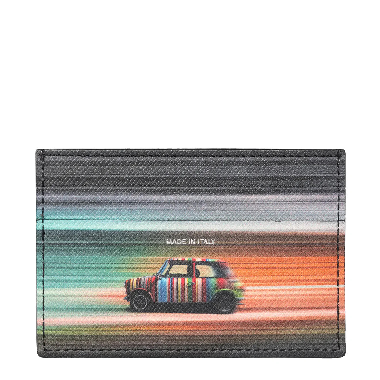 Paul Smith 'Mini Blur' Print Leather Card Holder Black