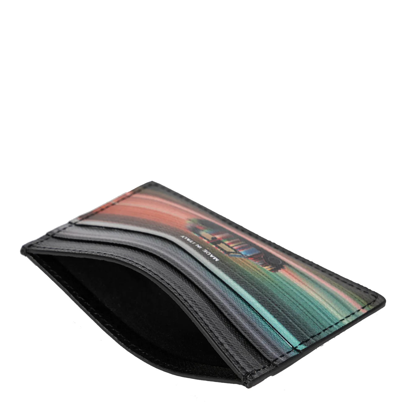 Paul Smith 'Mini Blur' Print Leather Card Holder Black