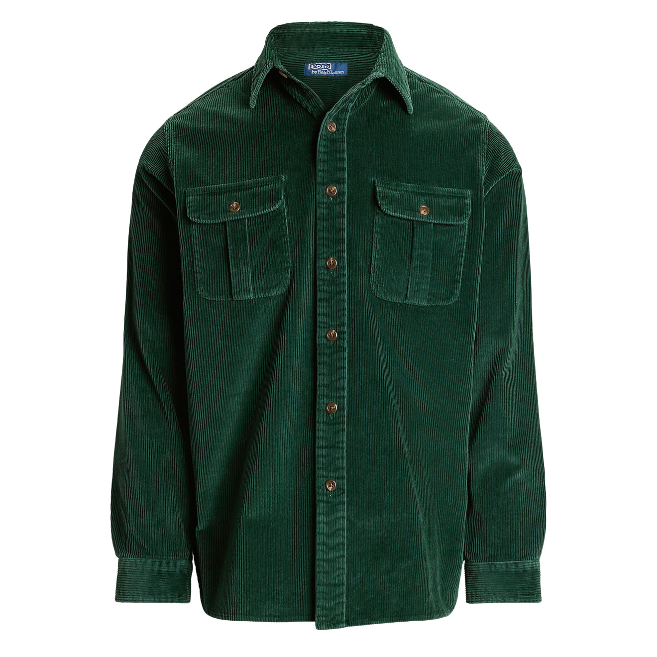 Polo Ralph Lauren Classic Fit Suede-Patch Corduroy Shirt Moss Agate