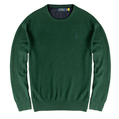 Polo Ralph Lauren Cotton Crewneck Jumper Moss Agate - The Sporting Lodge