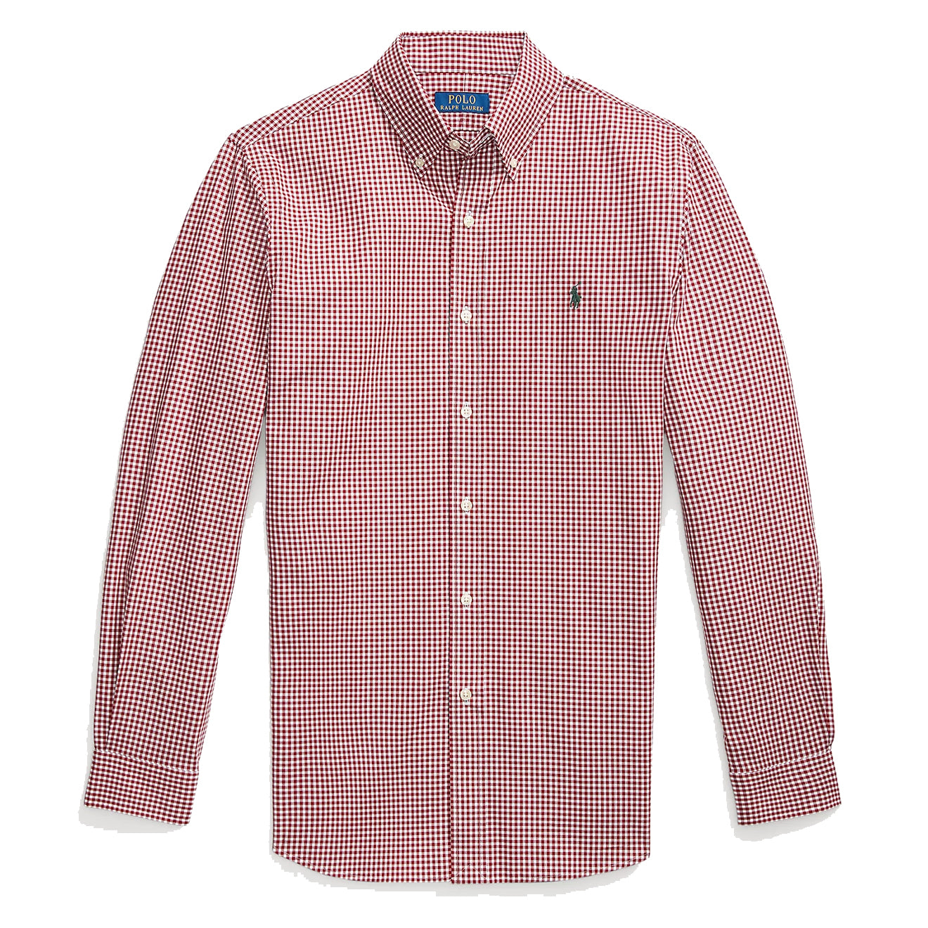 Polo Ralph Lauren Custom Fit Gingham Stretch Poplin Shirt Wine / White