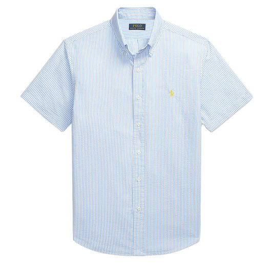 Polo Ralph Lauren Custom Fit Striped Seersucker Shirt Blue / White - The Sporting Lodge