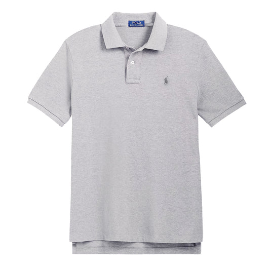 Polo Ralph Lauren Custom Slim Fit Mesh Polo Shirt Steel Heather - The Sporting Lodge