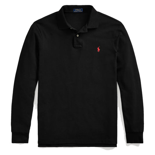 Polo Ralph Lauren L/S Custom Slim Fit Polo Black - The Sporting Lodge