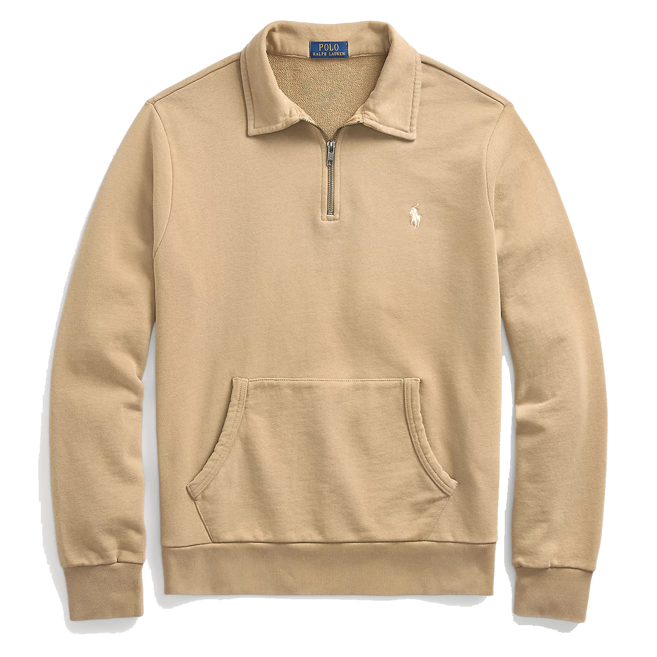 Polo Ralph Lauren Loopback Fleece Quarter Zip Sweatshirt Desert Khaki The Sporting Lodge