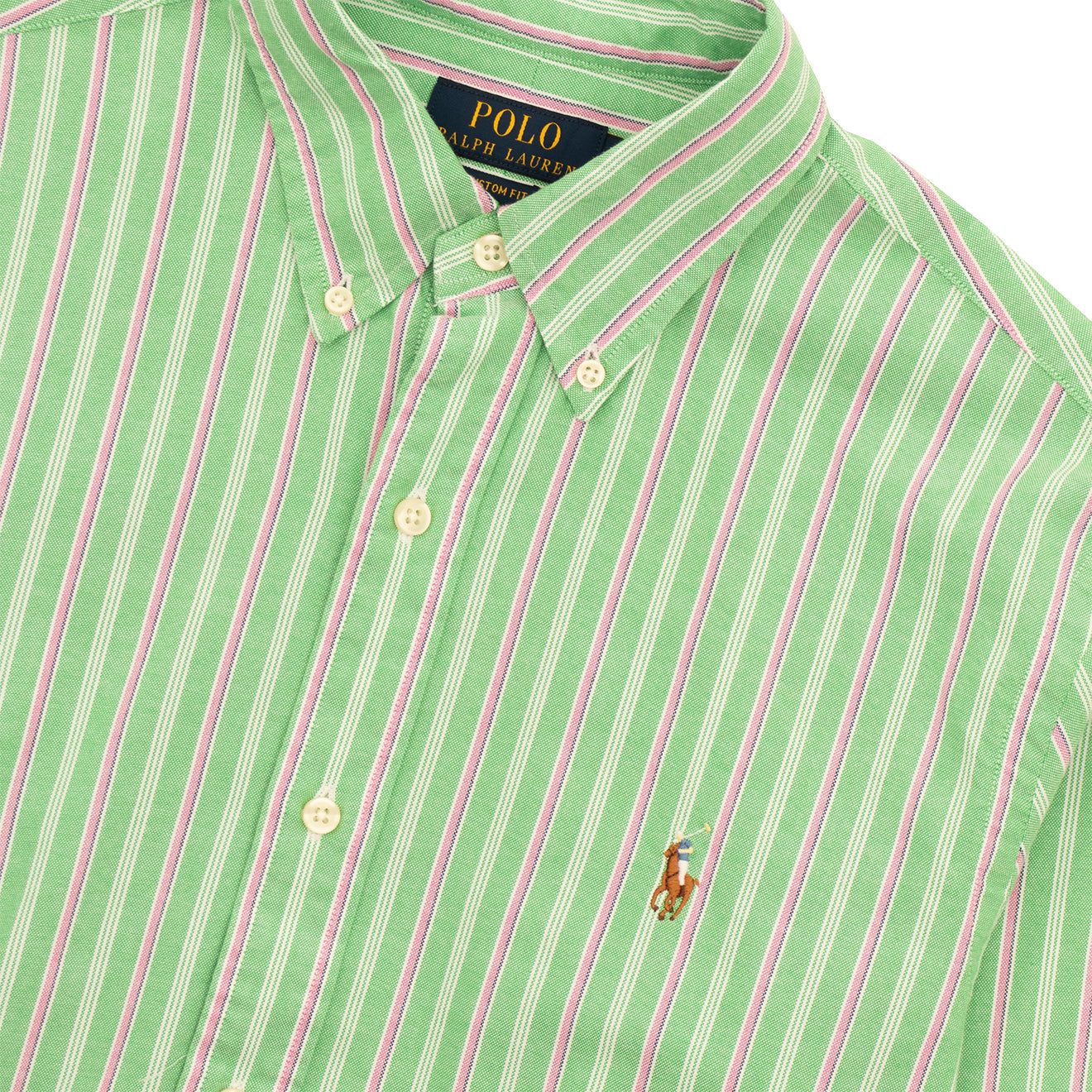 Polo Ralph Lauren Striped Oxford Shirt Green Pink Multi