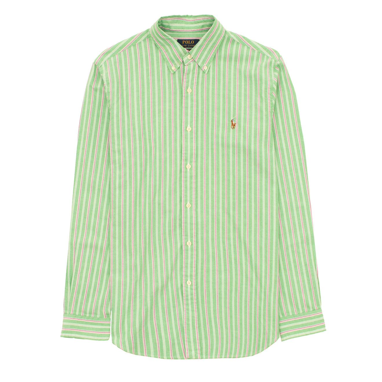 Polo Ralph Lauren Striped Oxford Shirt Green Pink Multi - The Sporting Lodge