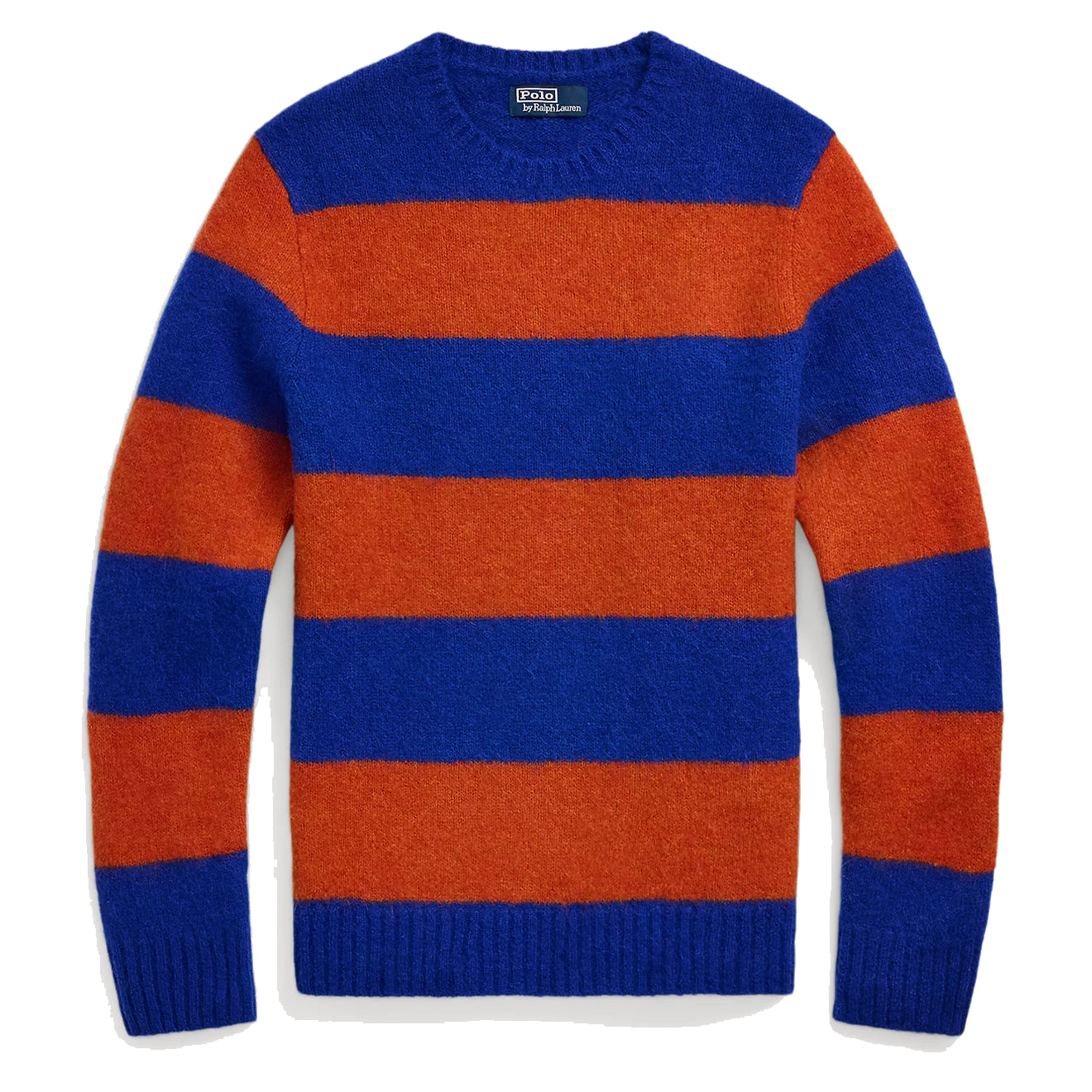 Polo Ralph Lauren Suede-Patch Striped Sweater Blue Orange Combo - The Sporting Lodge