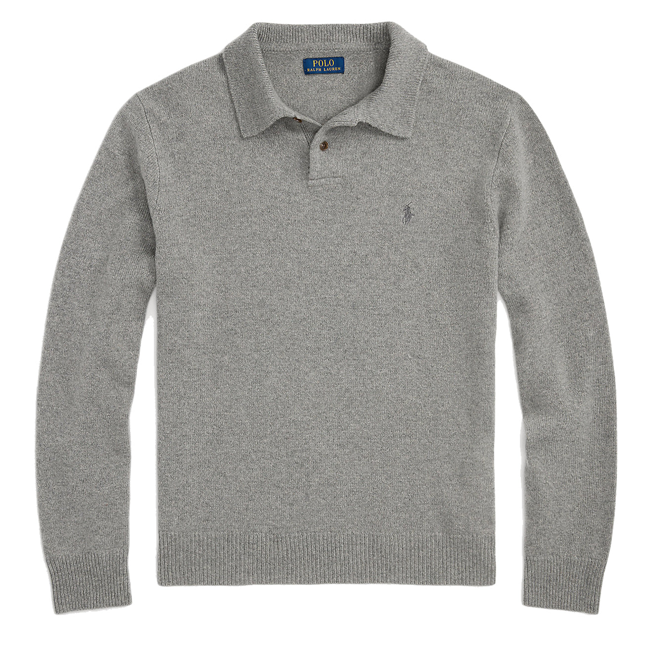 Polo Ralph Lauren Wool-Cashmere Polo-Collar Jumper Fawn Grey Heather