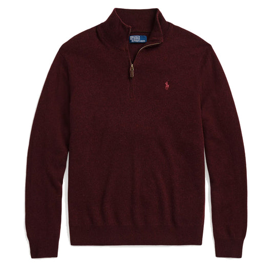 Polo Ralph Lauren Wool Half Zip Pullover Aged Wine Heather - The Sporting Lodge