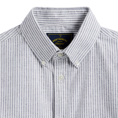 Portuguese Flannel Brushed Oxford Stripe Shirt Blue