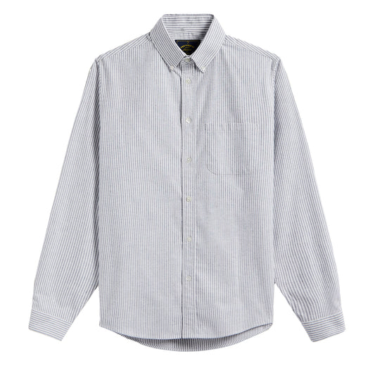 Portuguese Flannel Brushed Oxford Stripe Shirt Blue