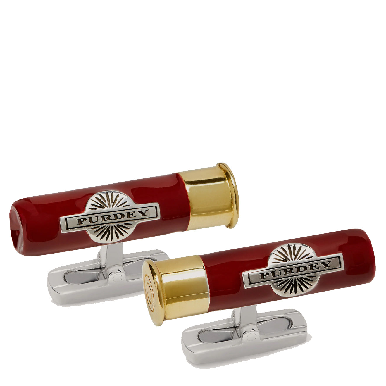 Purdey Silver And Enamel Gold Plated Red Shell Cufflinks Silver - The Sporting Lodge