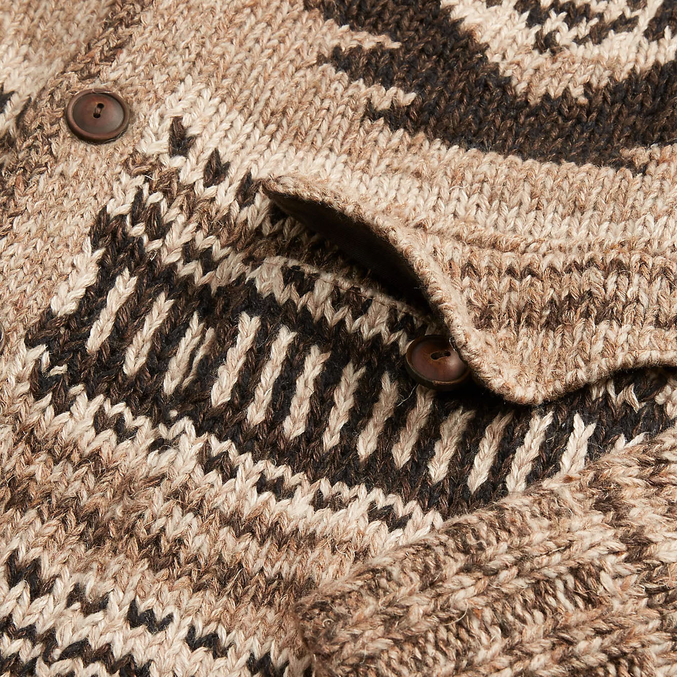 LRL Ralph Lauren Hand store Knit Lambswool Cardigan Large Full Zip Aztec Tan Brown