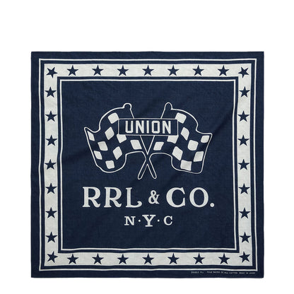 RRL by Ralph Lauren Logo Cotton Bandana Indigo/Cream - The Sporting Lodge