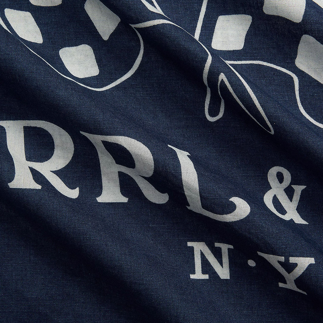 RRL by Ralph Lauren Logo Cotton Bandana Indigo/Cream - The Sporting Lodge