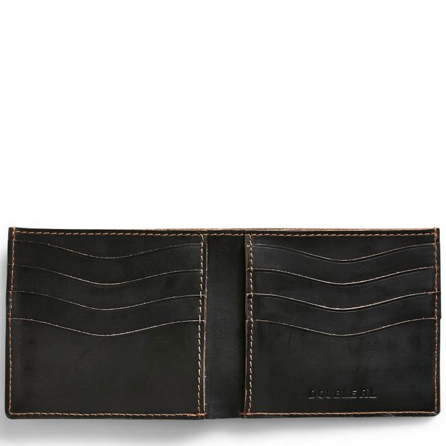 RRL by Ralph Lauren Billfold Wallet Tumbled Leather Black over Brown - The Sporting Lodge