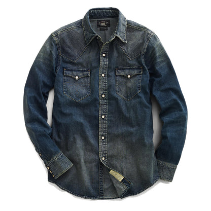 RRL By Ralph Lauren Buffalo West L/S Sport Shirt Dark Wash Blue - The Sporting Lodge