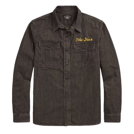 RRL By Ralph Lauren Embroidered Denim Workshirt Washed Black