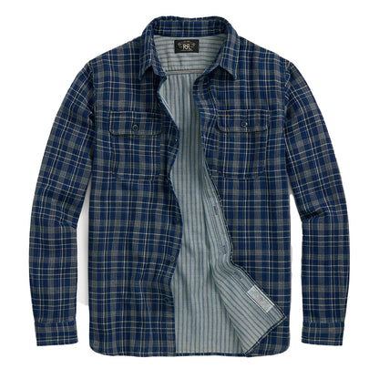 RRL By Ralph Lauren Indigo Plaid Double-Faced Workshirt Indigo Plaid/Strip