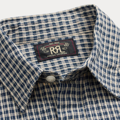 RRL By Ralph Lauren Lee S/S Short Sleeve Sport Shirt Indigo Check