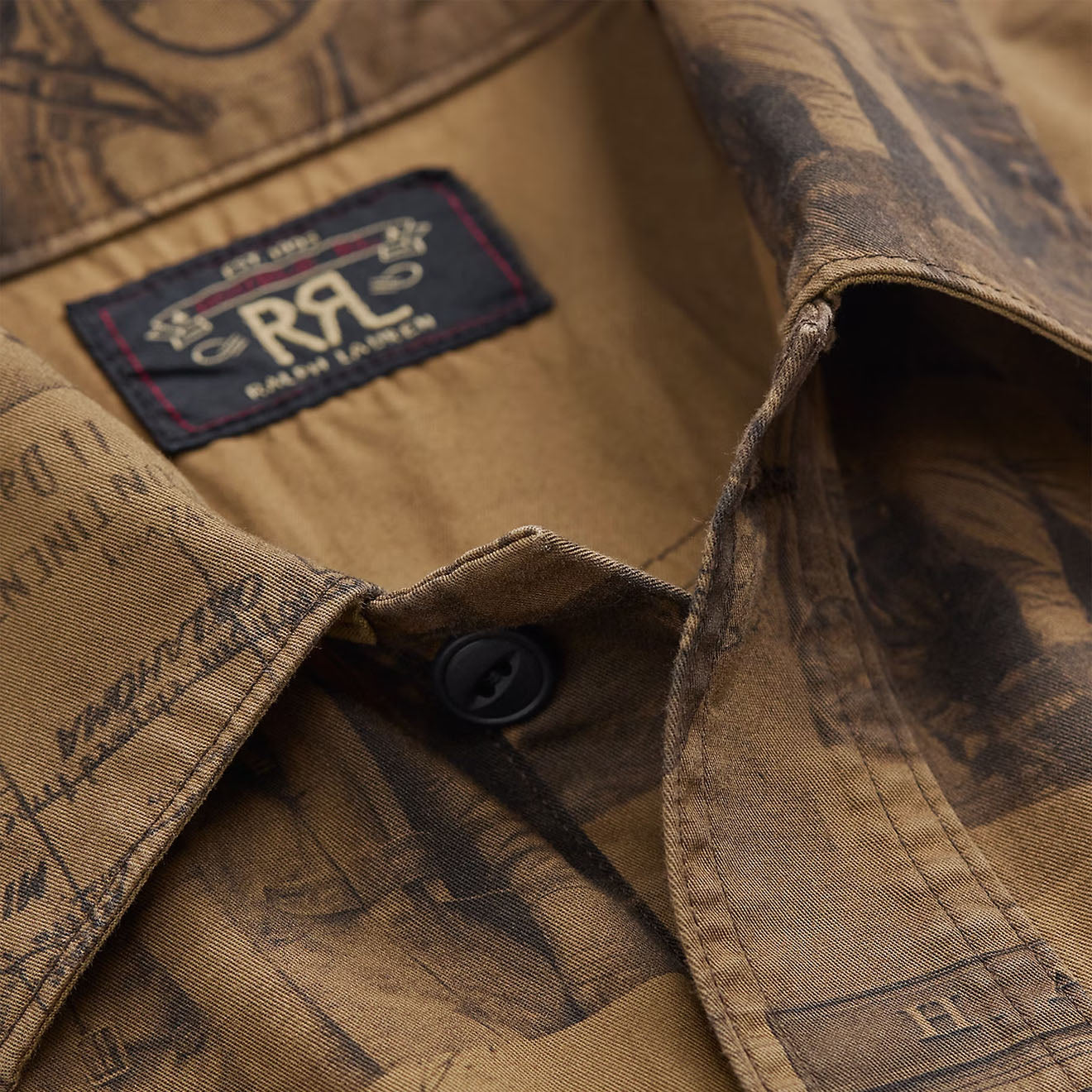 RRL By Ralph Lauren Photo-Print Twill Workshirt Tan Multi