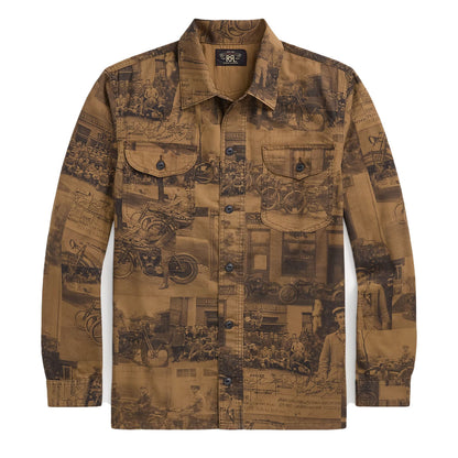 RRL By Ralph Lauren Photo-Print Twill Workshirt Tan Multi