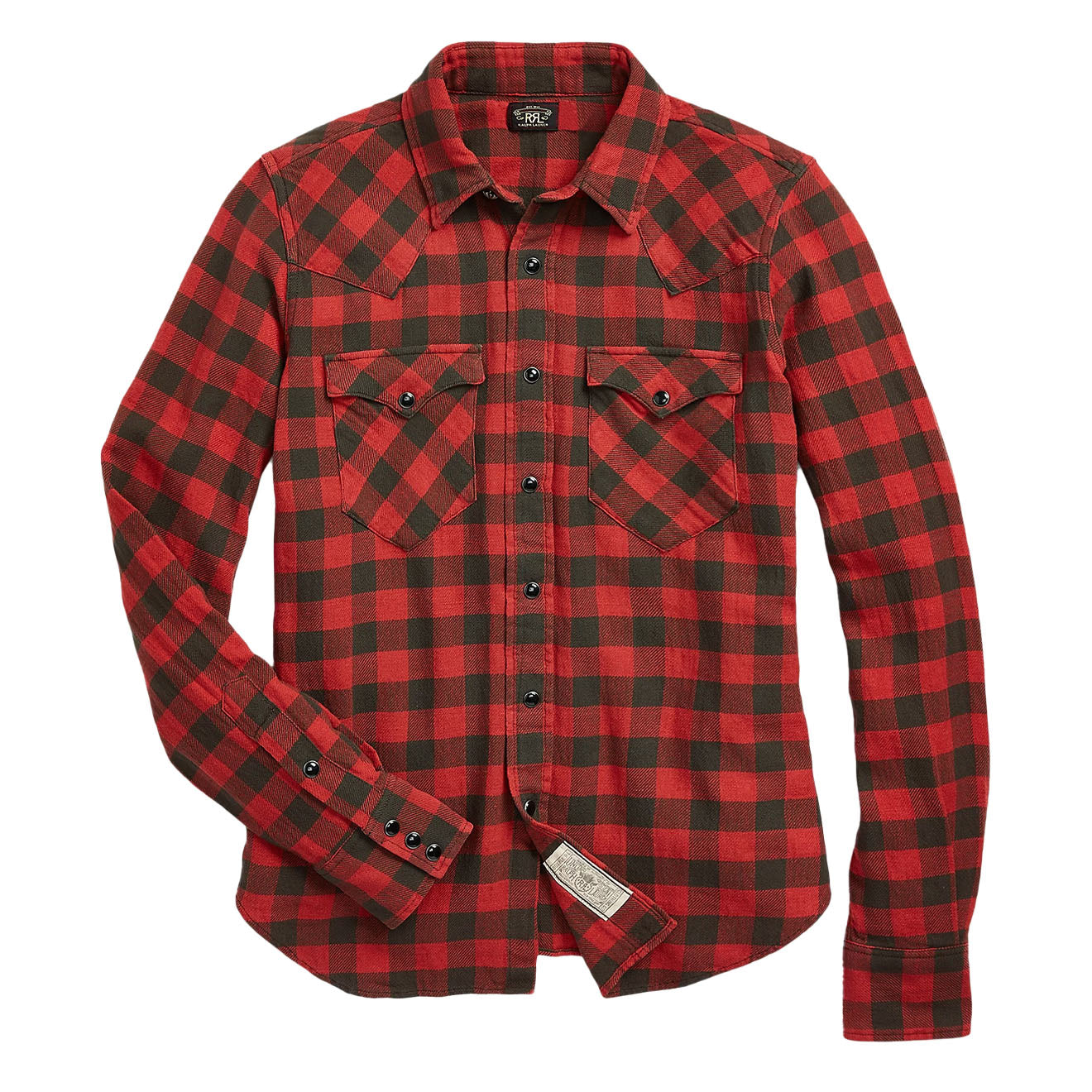 RRL By Ralph Lauren Womens Plaid Cotton-Linen Western Shirt RL-100 Red/Black