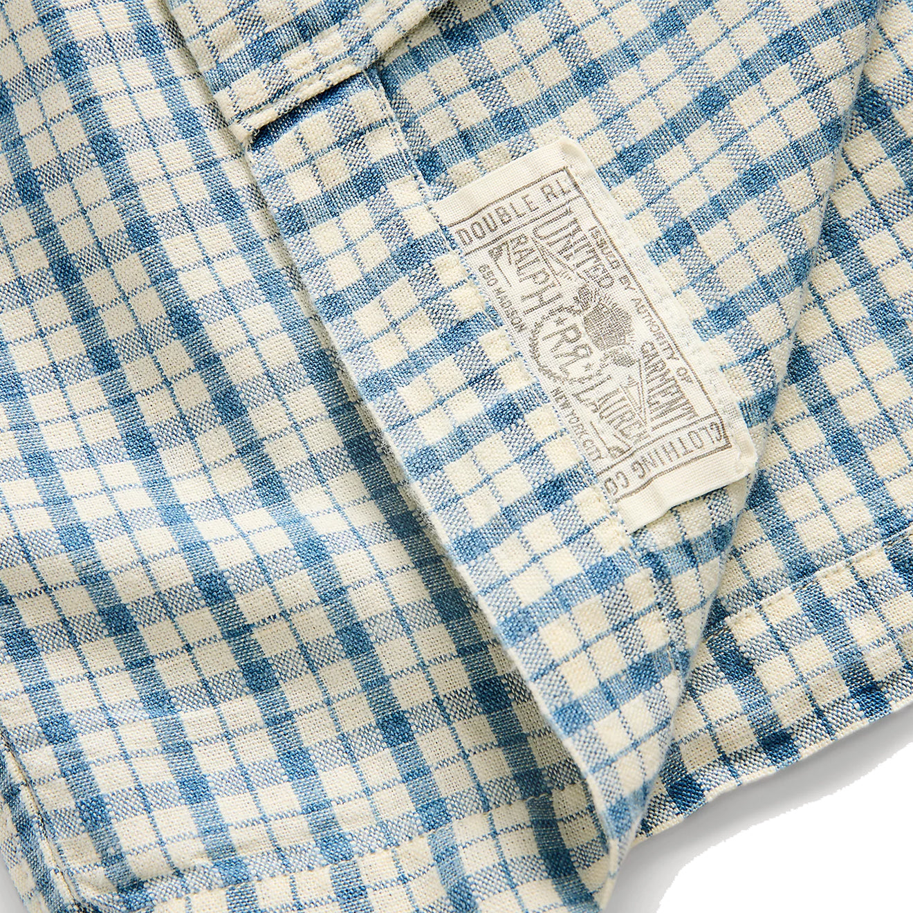 RRL by Ralph Lauren Checked Cotton-Linen Camp Shirt RL-710 Indigo/Creme - The Sporting Lodge