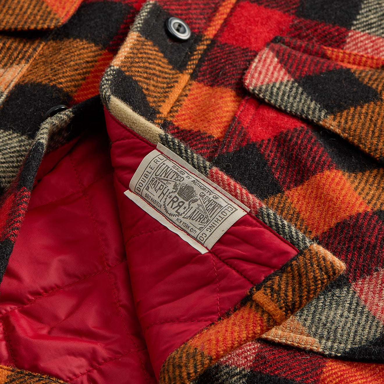 RRL by Ralph Lauren Checked Wool Overshirt Red / Orange Multi