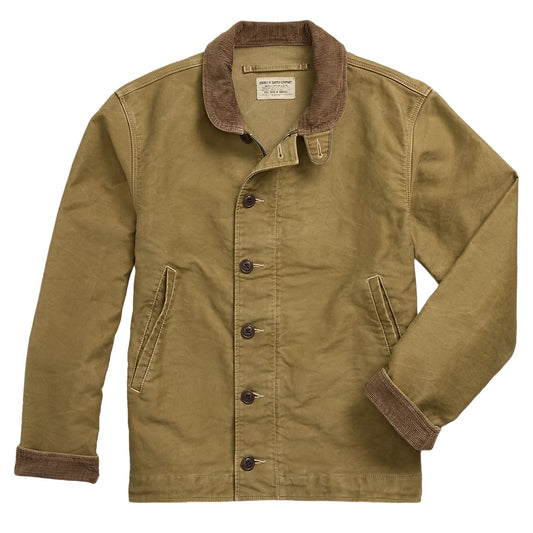 RRL by Ralph Lauren Corduroy-Collar Cotton Deck Jacket Khaki Drab