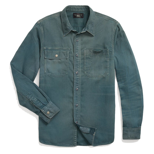 RRL by Ralph Lauren Garment-Dyed Herringbone Twill Workshirt Slate Blue