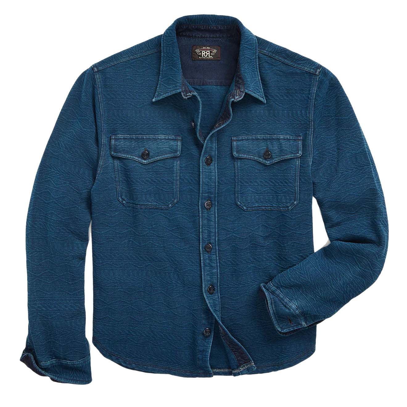 RRL by Ralph Lauren Guernsey-Patterned Jacquard Workshirt Indigo - The Sporting Lodge