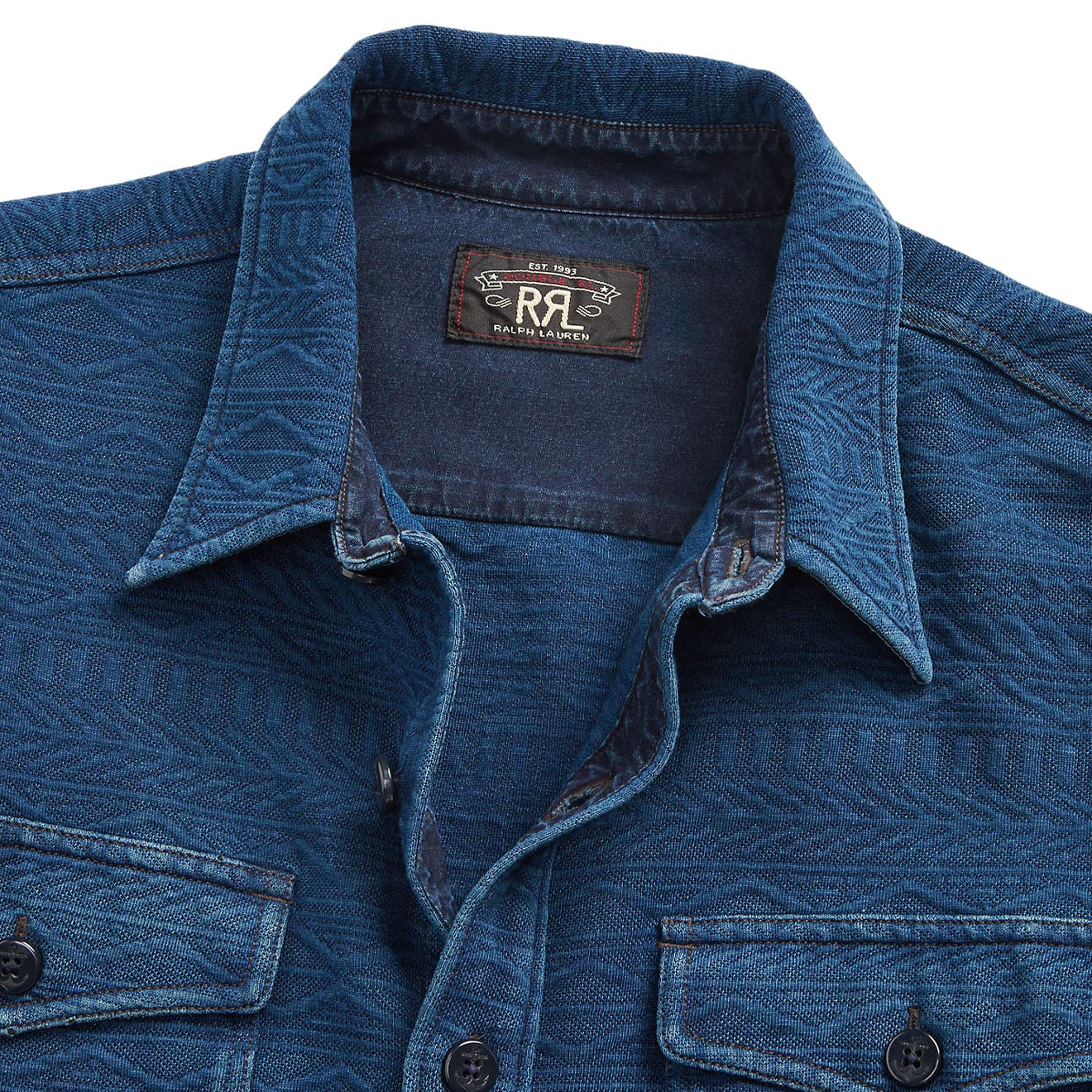 RRL by Ralph Lauren Guernsey-Patterned Jacquard Workshirt Indigo - The Sporting Lodge