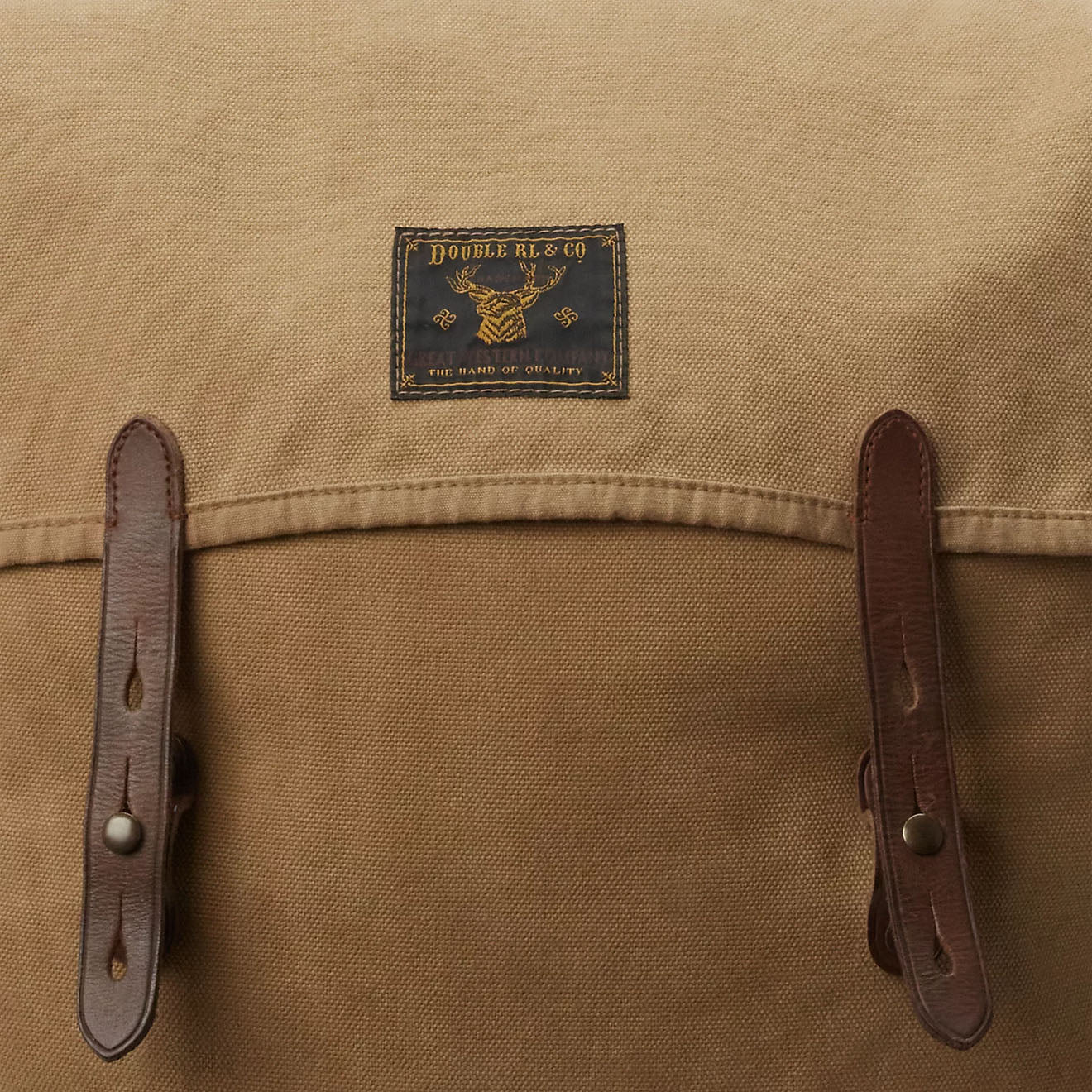 RRL by Ralph Lauren Leather-Trim Canvas Briefcase Khaki/Brown - The Sporting Lodge