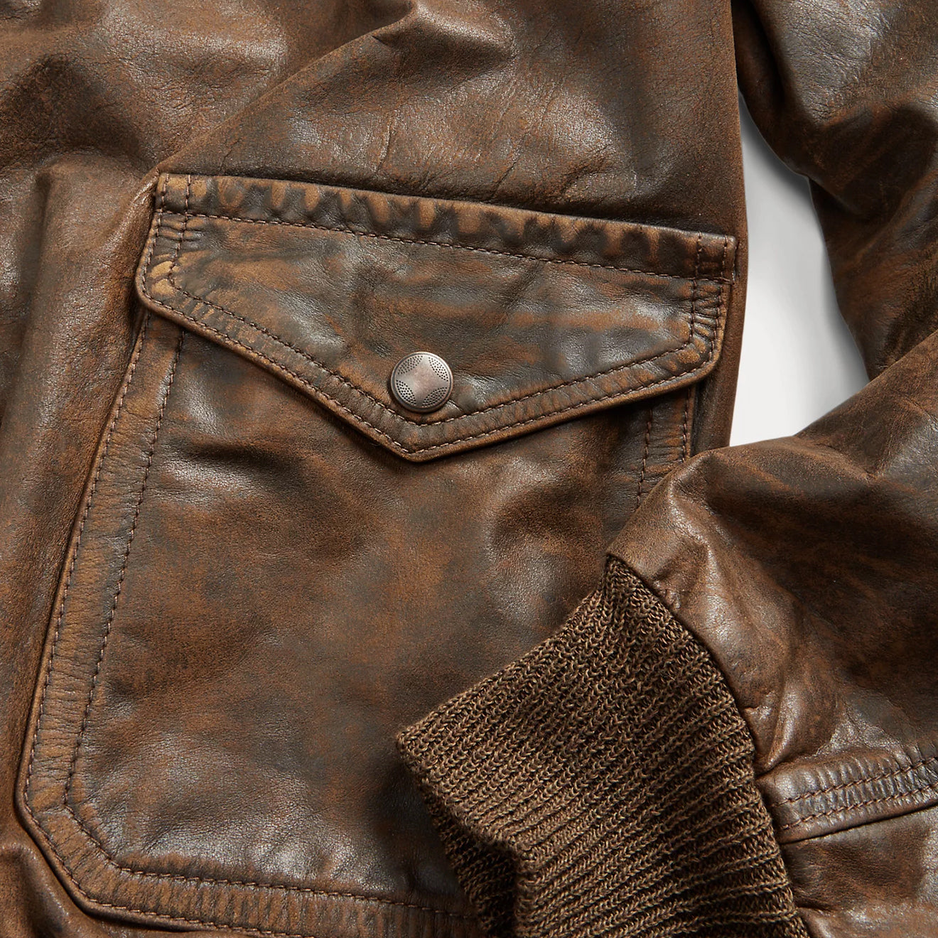 RRL by Ralph Lauren Leather Bomber Jacket Brown