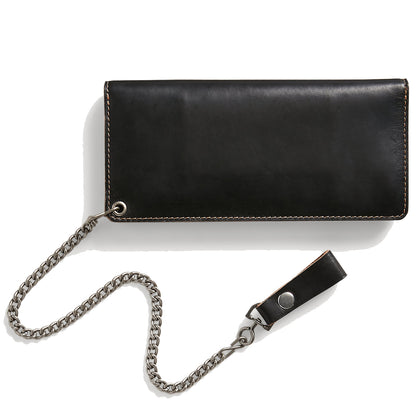 RRL by Ralph Lauren Leather Chain Wallet Black Over Brown