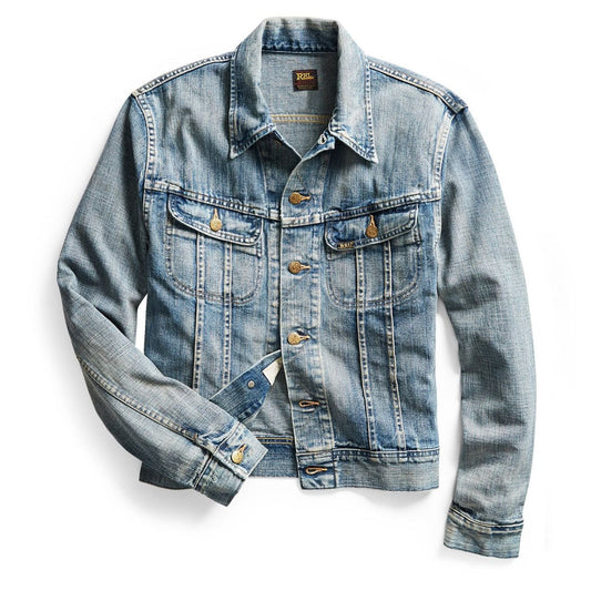 RRL by Ralph Lauren Leeland Indigo Denim Trucker Jacket Leeland Wash