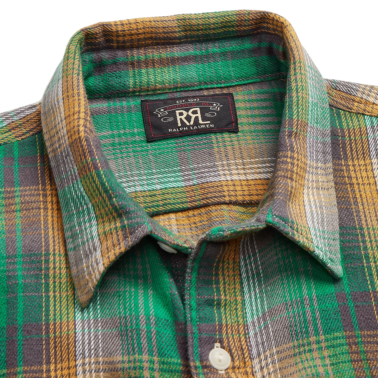 RRL by Ralph Lauren Plaid Twill Workshirt Green Yellow The Sporting Lodge