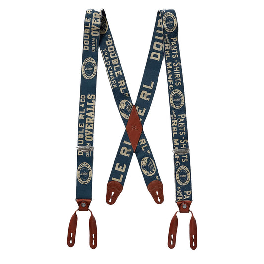 RRL by Ralph Lauren Print Stretch Braces Navy / Cream