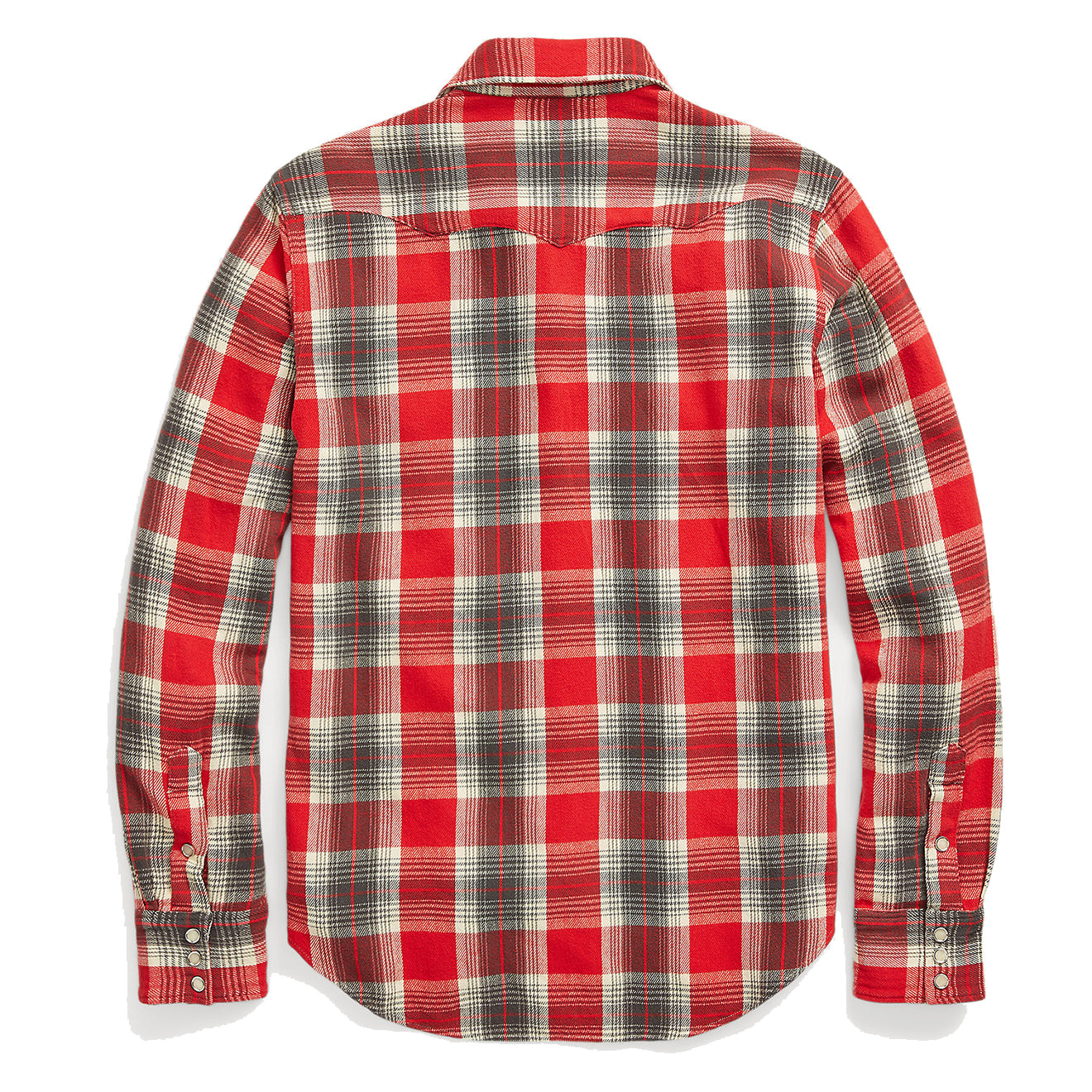 RRL by Ralph Lauren Slim Fit Plaid Twill Western Shirt Red / Grey