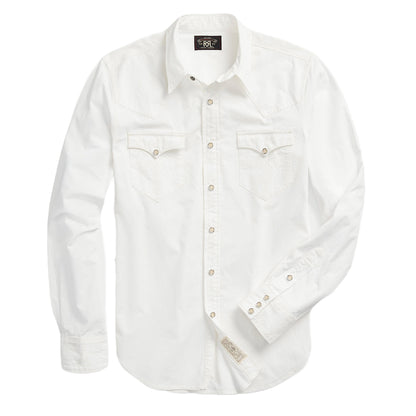 RRL by Ralph Lauren Slim Fit Poplin Western Shirt White - The Sporting Lodge