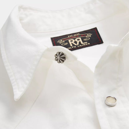 RRL by Ralph Lauren Slim Fit Poplin Western Shirt White - The Sporting Lodge