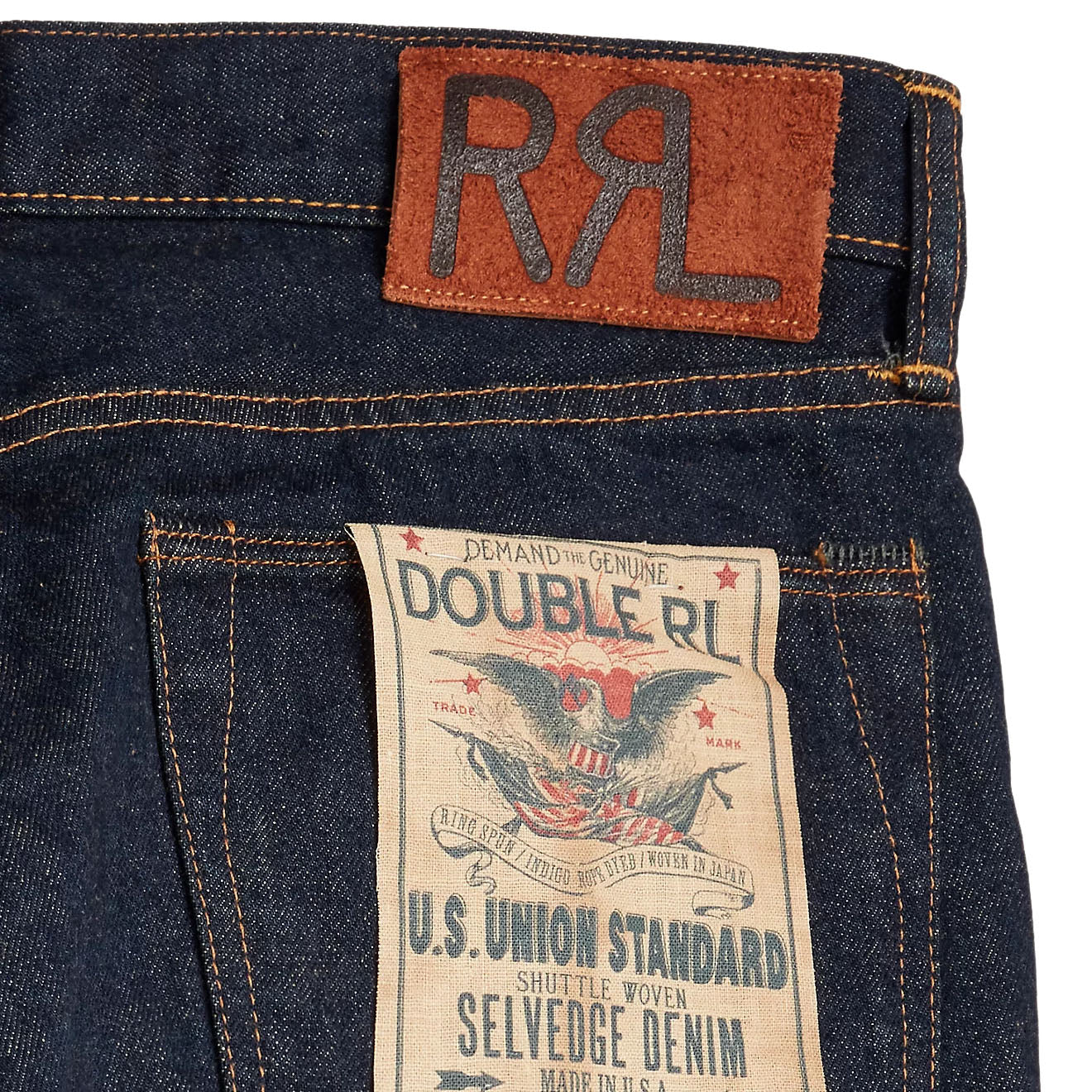 NWT RRL Double Ralph Lauren Shuttle store Woven Selvedge Denim Jeans Slim Fit 34W 34L