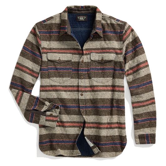 RRL by Ralph Lauren Striped Double Cloth Workshirt Brown Multi