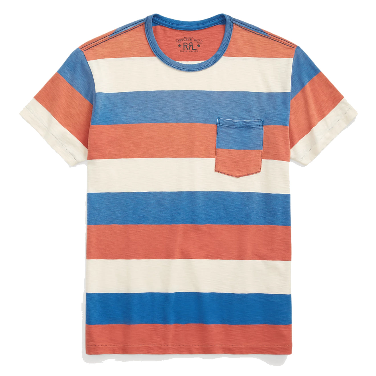 RRL by Ralph Lauren Striped Jersey Pocket T Shirt Red Blue White