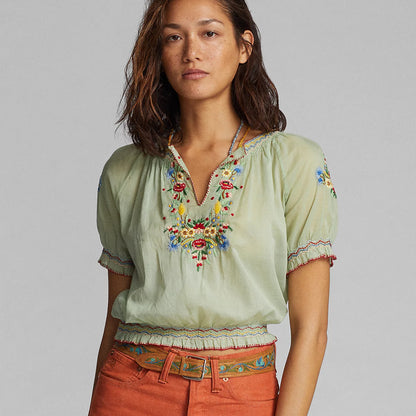 RRL by Ralph Lauren Womens Daniela S/S Blouse Multi - The Sporting Lodge